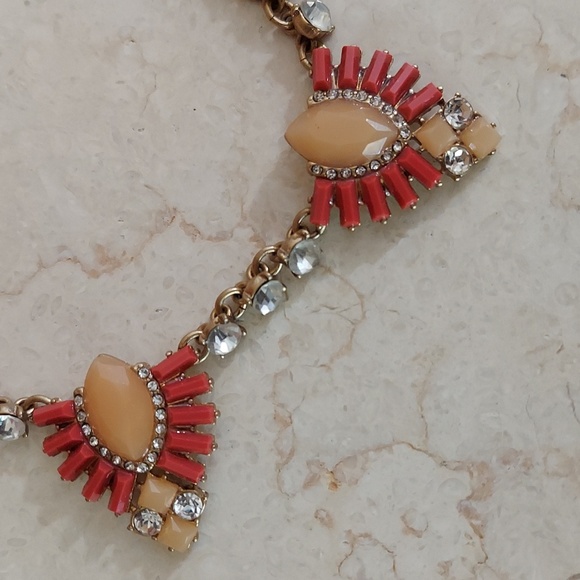 J. Crew Pink and Blush Art Deco Necklace with Rhinestones 20 Inches in Length - Picture 6 of 16